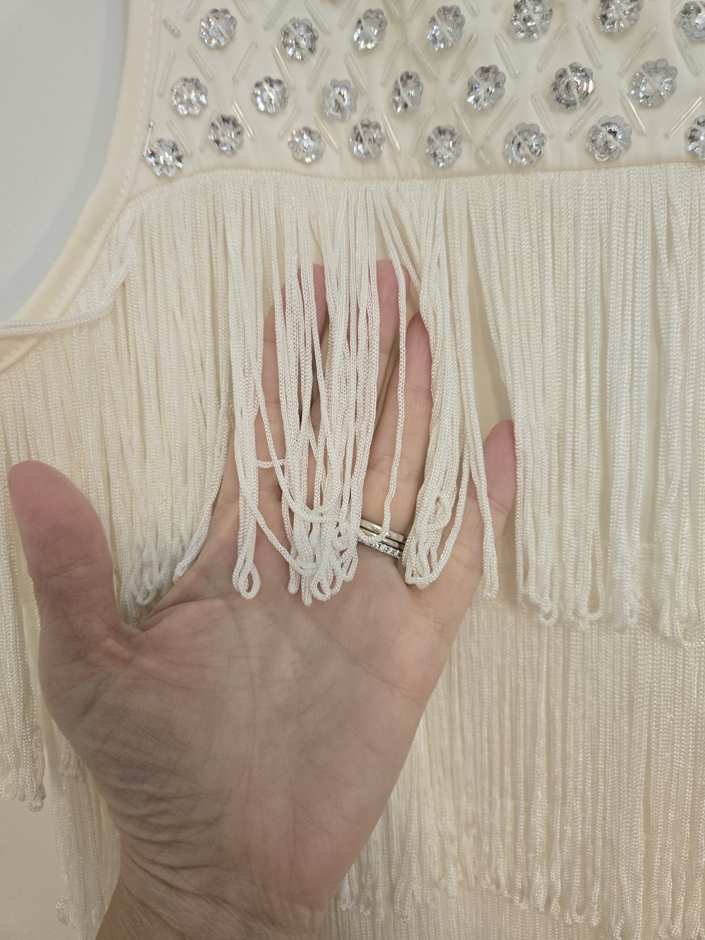le chateau Ivory Beaded Fringed Cocktail Dress - Picture 3 of 11